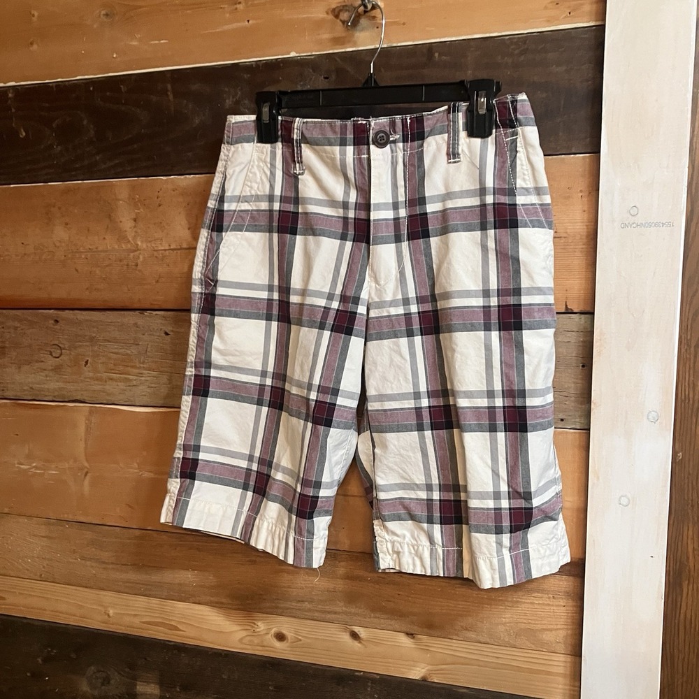 AEROPOSTALE Men's Plaid Flat Front Reg Fit Bermuda Shorts size 28